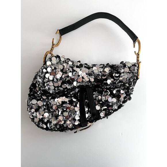 Dior silver sequin saddle bag - Picture 2 of 9